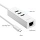 Адаптер Ugreen USB Type-C с USB 2.0 хаб 3 Порта RJ45 сетевой карты Ethernet для MacBook «12»