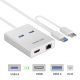 Ugreen USB 3.0 к HDMI DVI Внешняя видеокарта графический адаптер с RJ45 Gigabit Ethernet и 2-портовый USB 3.0 хаб для нескольких мониторов до 2048×1152
